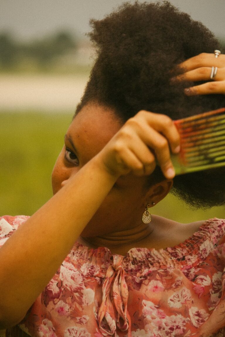 Woman with healthy natural hair