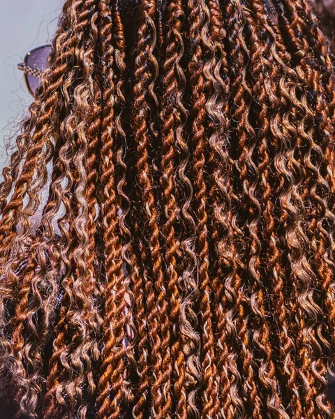 Close up of copper braids