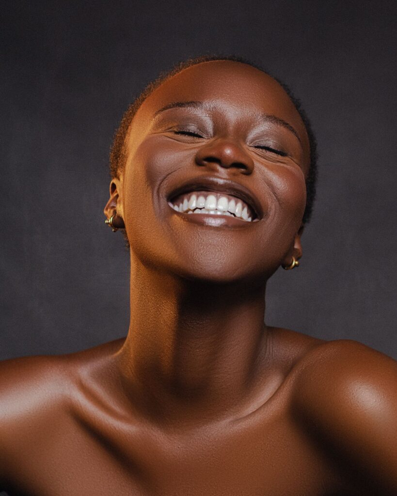 Smiling woman with radiant skin
