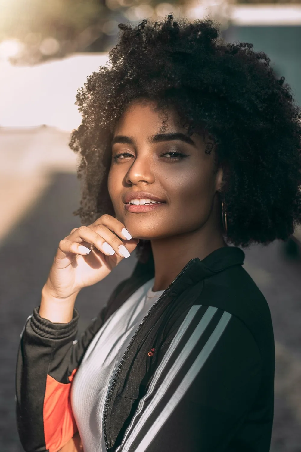 Woman with natural curly hair